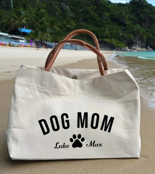 Customized Dog Mom Beach Bag